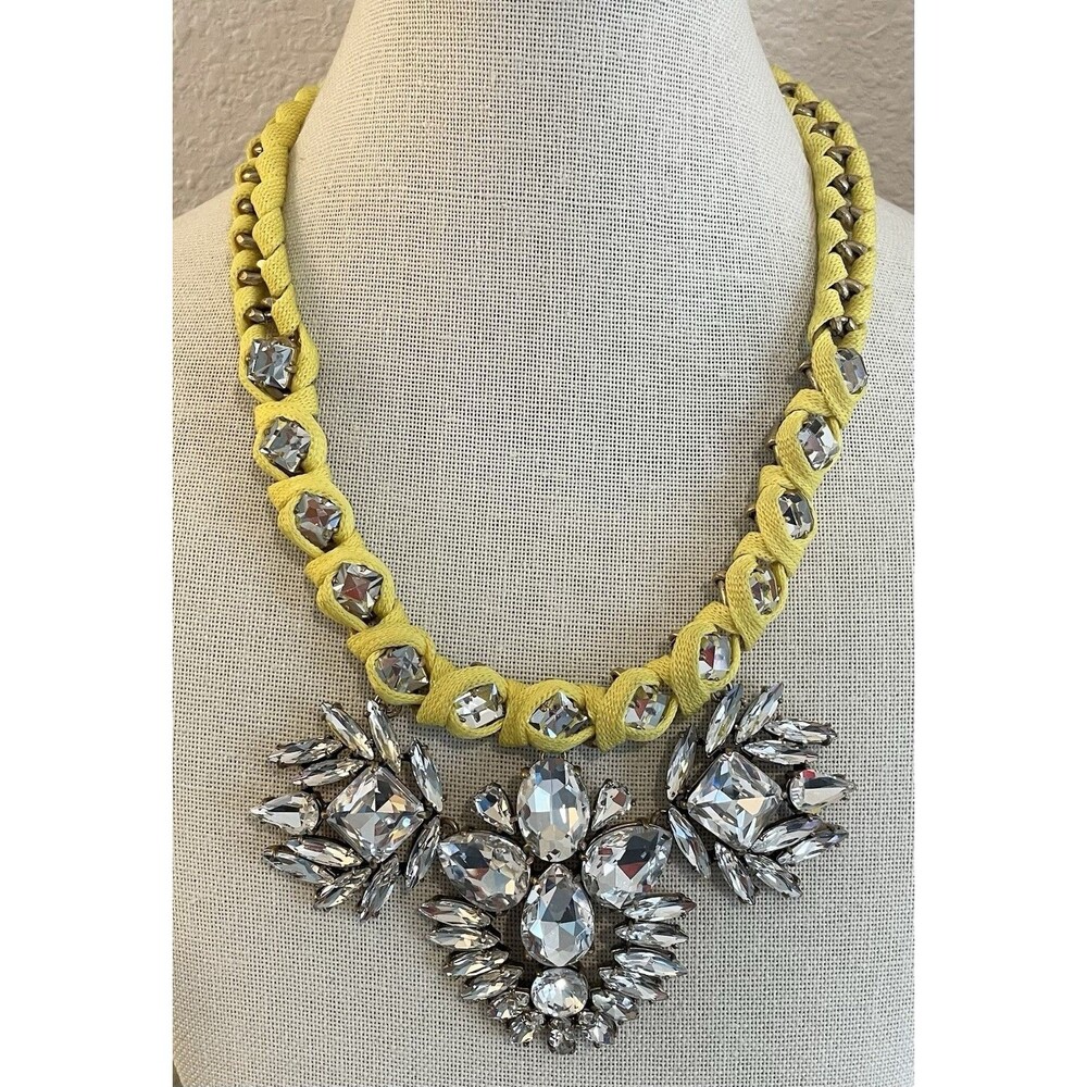 J. Crew Canary Yellow Flower Rhinestone Statement Necklace